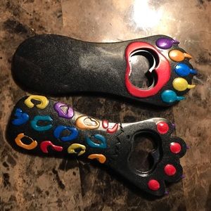 Resin bottle openers, cat paws